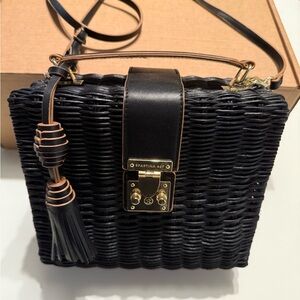 Spartina 449 Black Wicker Crossbody/Handbag
